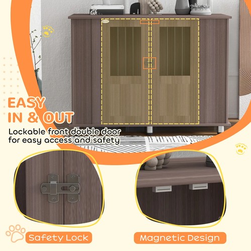 Dog Crate Table Medium Large Dogs Magnetic Door Adjustable Indoor Wooden Purple - Picture 6 of 11