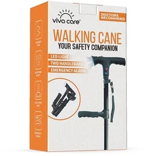 Walking Cane with Light & Siren Alarm - Foldable  Adjustable - Size L New