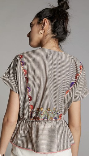 Camicetta ricamata nuova Anthropologie 5X Ajit Kumar Aretha XS B-1263 - Foto 3 di 3