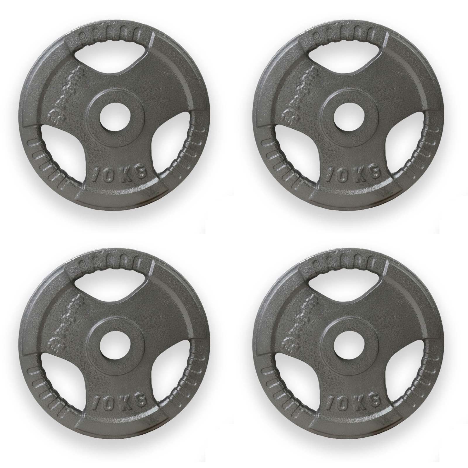 Olympische Tri Griff Gusseisen Hantelscheiben 4 X 10kg │ 2 Loch Discs Fitness Olympische Tri Griff Gusseisen Hantelscheiben 4 X 10kg │ 2 Loch Discs Fitness