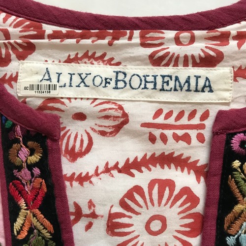 Alix of Bohemia Winifred Maxi Dress Womens Medium Pink Cherry Blossom V-Neck - Picture 6 of 12