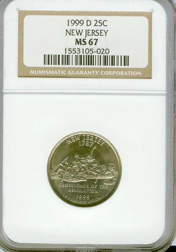 1999-D  New Jersey State Quarter  NGC MS67 FREE SHIP  #105-020