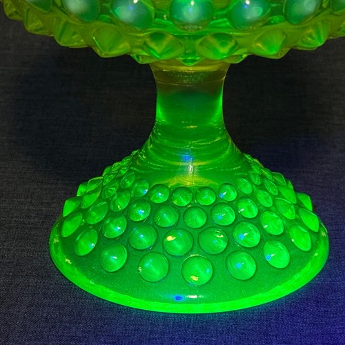 Plato de caramelo cubierto de vidrio Hobnail vaselina opalescente topacio Fenton de colección - LEER - Imagen 5 de 24