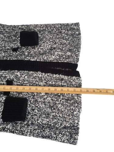 Vintage Boucle Open Front Chunky Knit Sweater Cardigan Women M Mock Neck Black - Bild 11 von 13