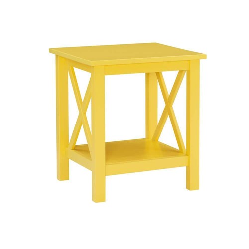 Linon Home Decor Beistelltisch 20" B x 22" H, rechteckiges Holz mit Regal in Gelb