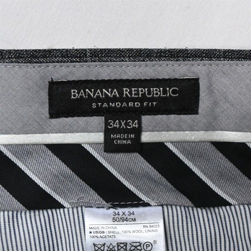 Banana Republic 34x34 Gray Check 257899 Marzotto Wool Standard Suit Mens Pants - Picture 6 of 9