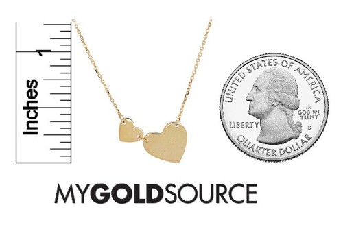 14k Gold Fancy Polished Engravable Hearts Yellow Gold Adjustable Necklace 16"17" - Picture 5 of 5