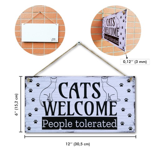 CARISPIBET Cats Welcome | Home decoration funny sign pet love house pets - Picture 2 of 6