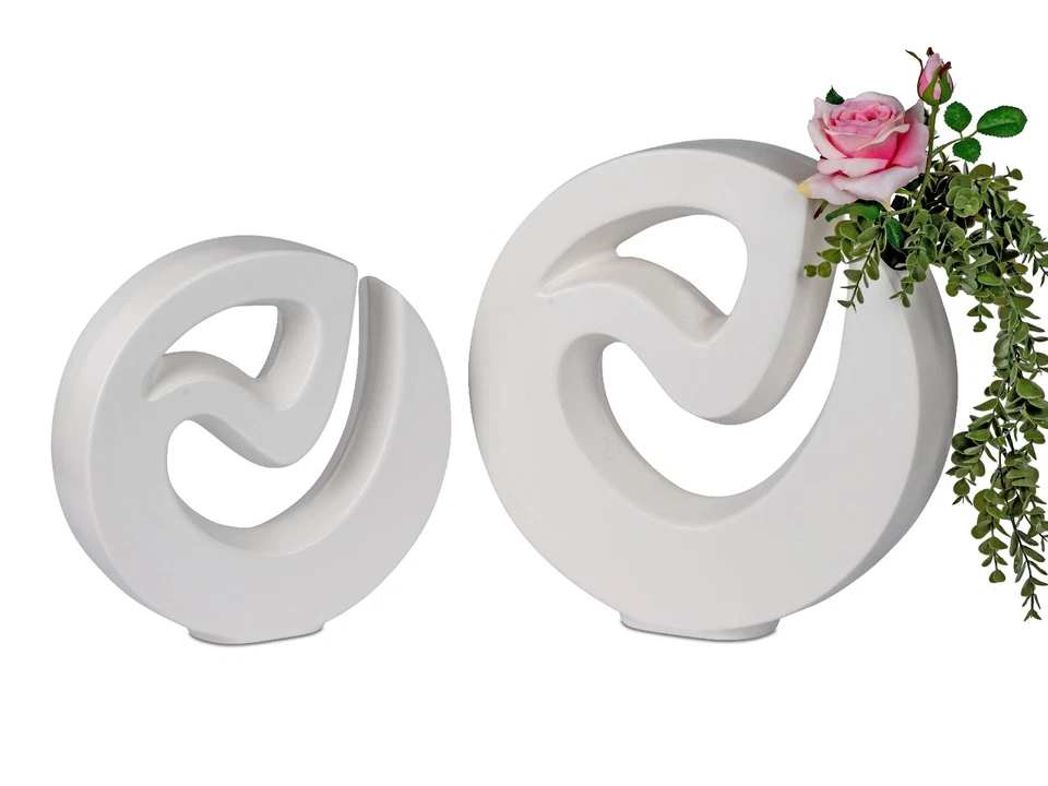 Deko Vase MODERN ART D. 33cm matt weiß Keramik Formano - Bild 2 von 2