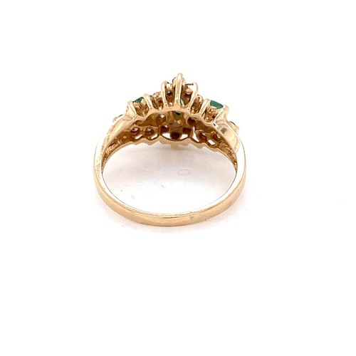 Vintage Emerald Marquise and Diamond Accent Ring - Picture 4 of 7