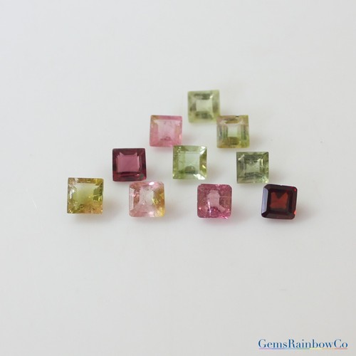 Tourmaline Multi-Colour Square Faceted Loose gemstone 3mm, 4mm, 5mm, and 7mm - Picture 2 of 5