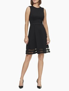 calvin klein fit and flare illusion dress