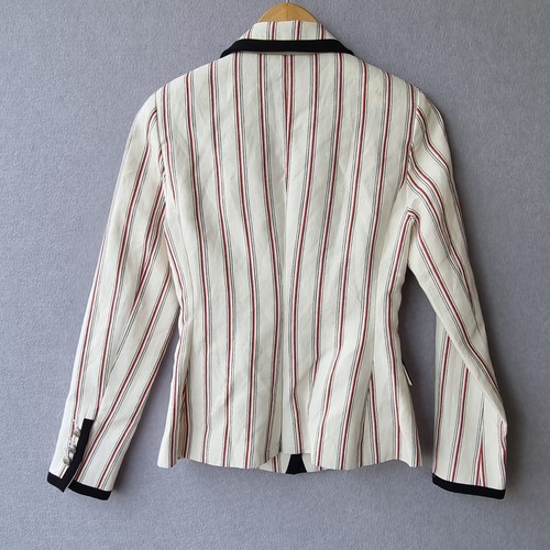 Portmans Striped Double Breasted Office Jacket SZ 8 LINEN FUNKY STATEMENT PIECE - Picture 6 of 19