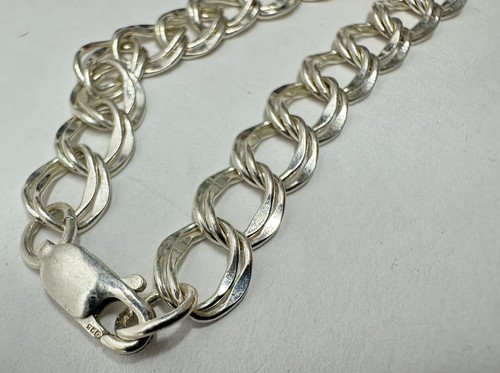 BRACCIALE VINTAGE 7" ARGENTO STERLING FIOCCO DI NEVE MAGLIA INVERNALE Natale timbrato 925 - Foto 2 di 9
