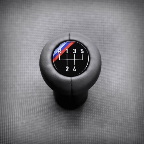 BMW M-TECHNIC SHIFT KNOB E24 E28 E30 M3 M5 M6 GENUINE LEATHER OEM 5 SPEED EMBLEM - Picture 3 of 5