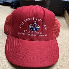 Vintage 1980s AMOCO ACC TEXAS CITY PLANT SNAPBACK TRUCKER HAT MADE IN USA SAFETY