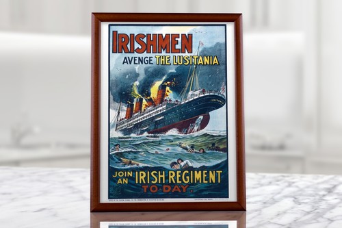 WWI Lusitania Print - WW1 Cartel de propaganda irlandesa, Cartel de reclutamiento, Cartel de guerra - Imagen 2 de 75