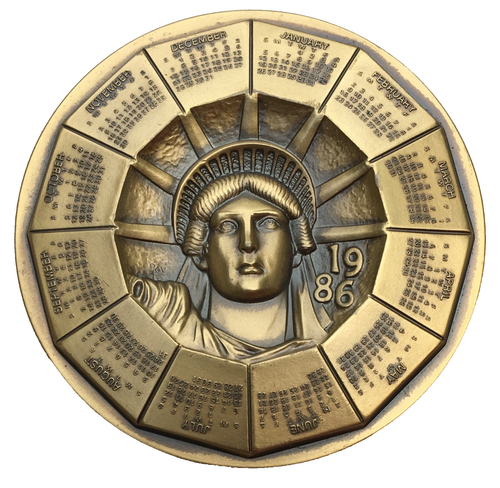 MACO. 1986 Calendar Medal, Statue of Liberty Centennial by Marcel Jovine