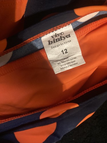 Size 12 Vivo Biniya Kids Blue Orange Polka Dots Swimsuit Bottom - Picture 3 of 3