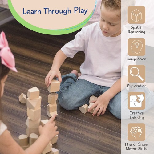 Toddler Toys Wooden Stacking Blocks - Montessori Toys for Boys and Girls Toys - Picture 4 of 6