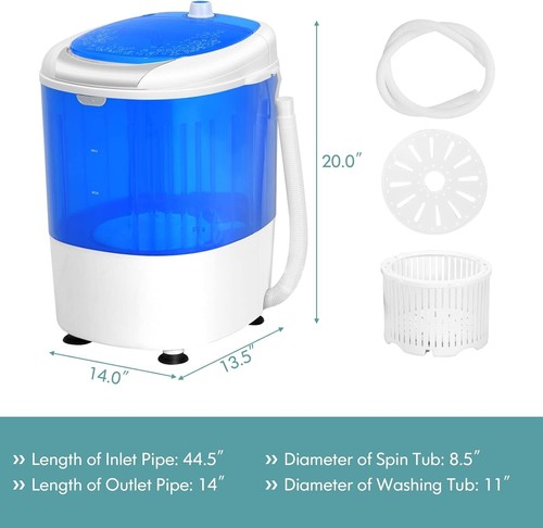 Ultra-Lightweight 11lbs Mini Washer & Spinner Combo - Perfect for Dorms & Homes - Picture 9 of 11