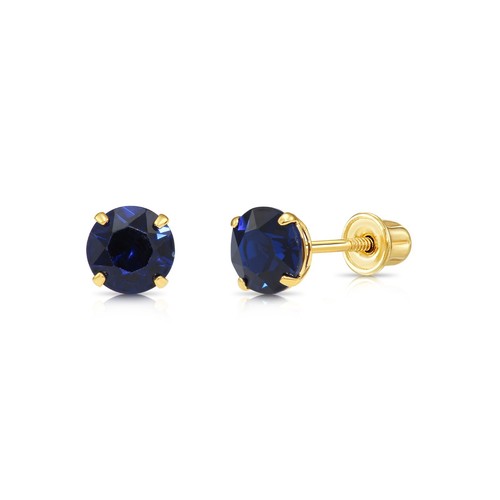 Pendientes de pernos para dormir piedra de nacimiento cúbica de oro sólido real de 14 K atornillados 2,5 mm-5 mm - Imagen 39 de 54