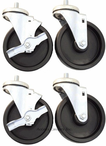4DRG4 4" x 1-1/4" Caster Set of 4 True Refrigerators, Polyolefin Wheels - Picture 1 of 2