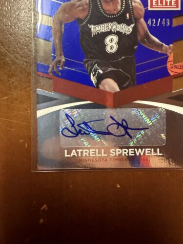 2014-15 Panini Donruss Elite Latrell Sprewell Auto /49 Blue Die Cut - Picture 4 of 10