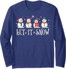 Let It Snow Christmas Snowman Cute Happy Present Long Sleeve Tshirt