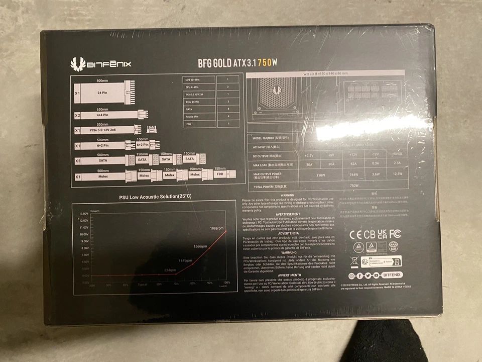 Fuente de alimentación Bitfenix BFG Gold Atx 3.1 750W Foto 3 de 3