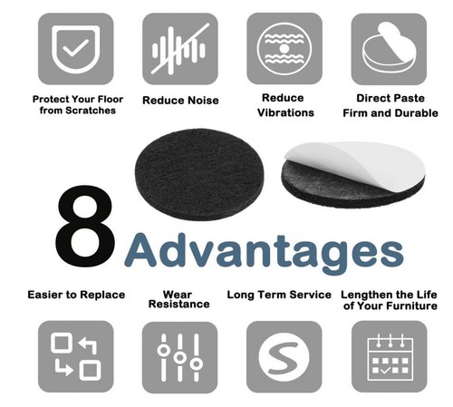 12 x Self Adhesive 50mm Rubber Non Slip Protector Pads Chair Leg Sofa Table Feet - Picture 9 of 12