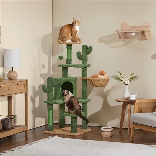 Kratzbaum Kaktus 135cm hoch Modern Stabil Katzenbaum Katzenkratzbaum Grün-Braun - Bild 2 von 12