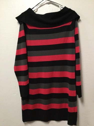 Abito donna De Rotchild in maglia taglia 2X nero rosa grigio righe acrilico 37 - Foto 6 di 8