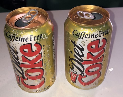 Coca-Cola 1997 Diet & Caffeine Free Gold Colored Can Set Of 2