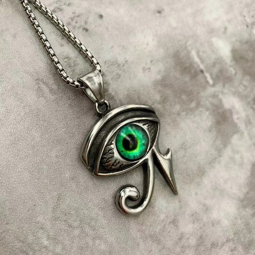 Mens Womens Egypt Egyptian Pharaoh Evil Eye of Horus Ra Pendant Necklace Gift - Picture 3 of 9