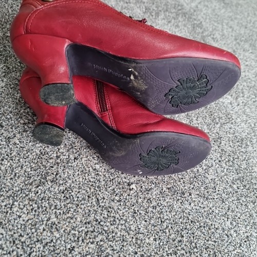 Hush Puppies Ankle Boots 'Vivianna' Size 3 Red Leather Victorian Steampunk - Picture 6 of 8
