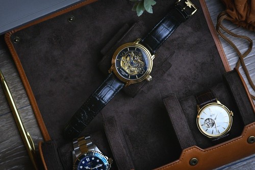 Leder Uhrenrolle Reiseetui Leder Uhrenetui für Herren Mirage Uhrenrolle Geschenk - Bild 49 von 116