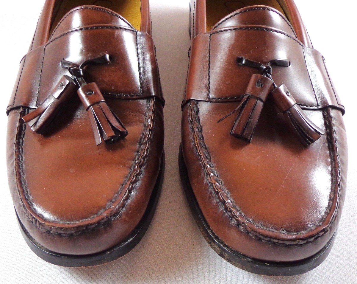 Cole Haan Loafer Mens Brown Leather Tassel Slip On Shoes  display picture 2