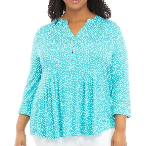 3X Plus Size Women’s Blouse 3/4 Sleeve Henley Kim Rogers Button unlined - Picture 5 of 9