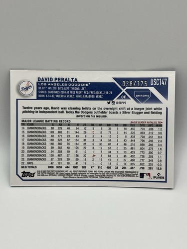 David Peralta /175 Aqua/Blue Lavalamp Topps Chrome 2023 #USC147 - Bild 2 von 3