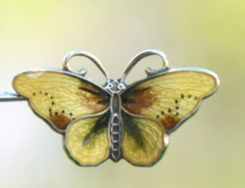 emaillierte BROSCHE HROAR PRYDZ Schmetterling Butterfly Email 925er Norway - Bild 6 von 7