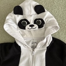 Nick  Nora One Piece Puppy Pajama M Black White Loungewear Hoodie