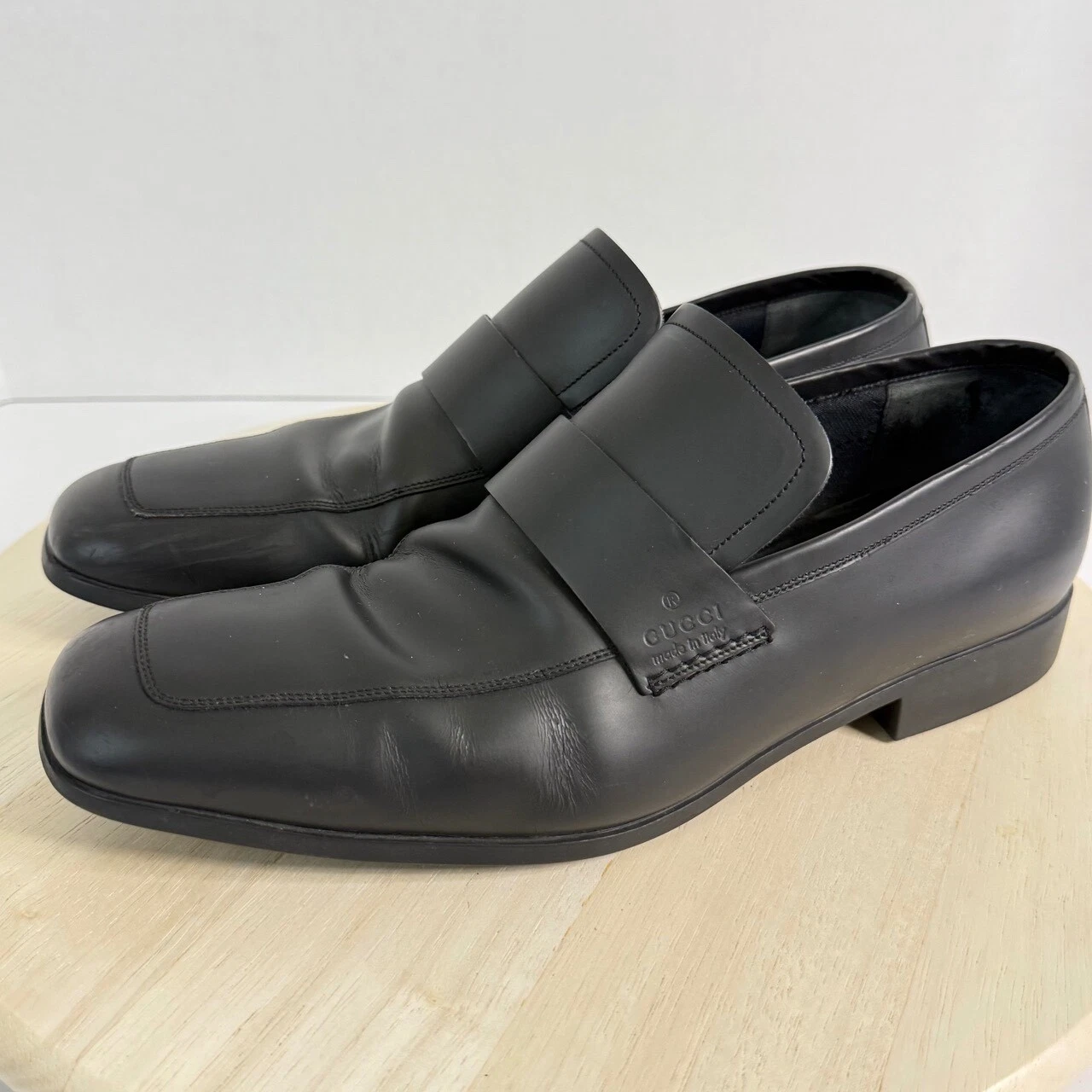 Mocassins homme GUCCI Made in Italy chaussures habillées en cuir noir pointure os US 10,5D