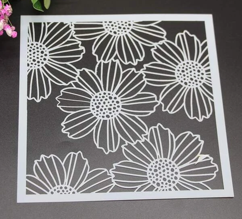 1pc Stencil / Template - 6"x6" (S59) Flower Floral - Afbeelding 1 van 3