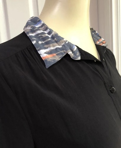 Black Long Sleeve Top With Colourful Collar Good Condition Rusty Size8 New/Tags - Picture 2 of 9