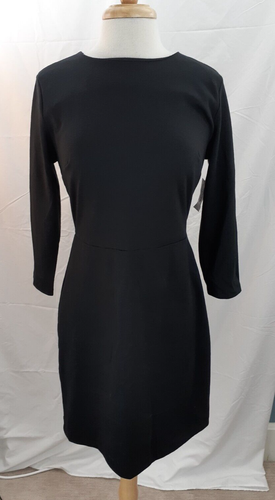 Black Ponte Knit Sheath Dress 