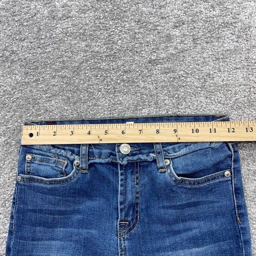 7 For All Mankind Jeans Girls 12 Blue The Skinny Denim Stretch Distressed Frayed - Picture 7 of 8