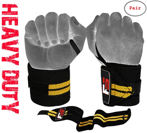 FIGHTSENSE Heavy Duty Wrist Wraps 12" PAIR Wrist Support Braces Weight Lifting - Picture 9 of 14