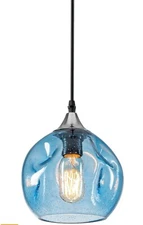 Pendant Lights Blue Glass Ceiling Light for Kitchen Island Bar Counter Clear...