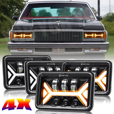 4PCS 4x6 LED Headlights Sealed Hi/Lo Beam W/DRL For Chevrolet Caprice 1977-1986
